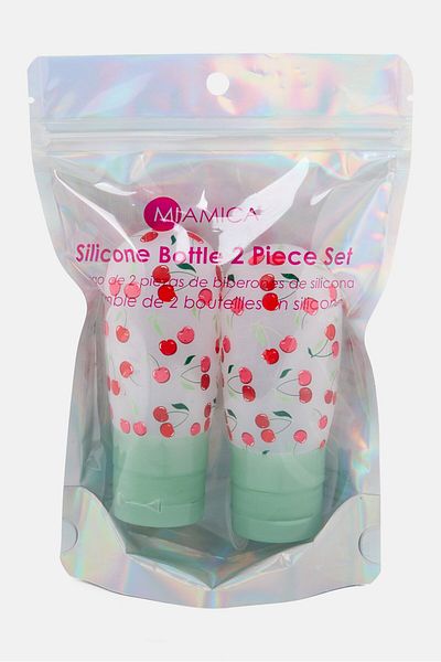 Miamica 2 Piece Allover Print Silicone Bottle Set 89 Ml, Green