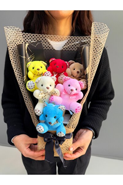 lenostra Rengarenk Ayıcık Buketi Sevgiliye Kız Arkadaşa Yapay Buket Sevgiliye...