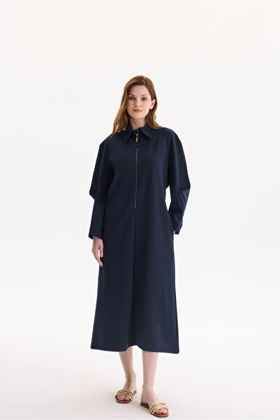 TUBİA Rochie hijab cu fermoar, guler polo, cu jumătate de fermoar