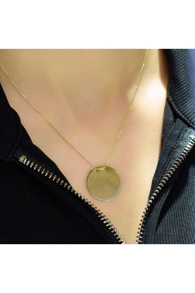 Lilarote Pırlanta 14 Ayar Plaka Model Tarz Altın Kolye