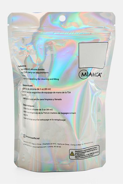 Miamica 2 Piece Floral Print Silicone Bottle, Light Purple Combo