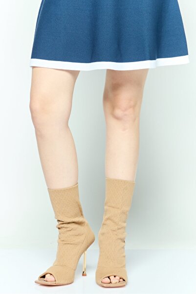 Simmi London Women Slip On Peep Toe Ankle Boots, Camel