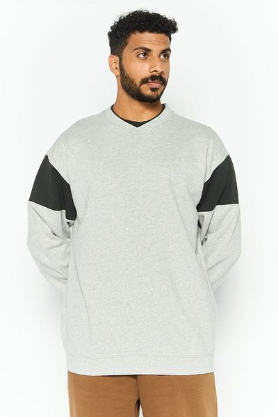Levi's Men Oversized Crew Neck Long Sleeve Color-block Sweatshirt, Grey