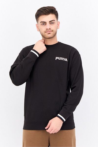 Puma Men Sportswear Fit Long Sleeve Brand Logo Sweatshirt, Black
