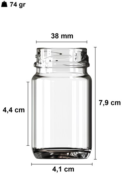 Afracam 67 ml Metal Gold Gold Lid Shot Bottle 67 Cc Transparent Small Jar 2 Pieces
