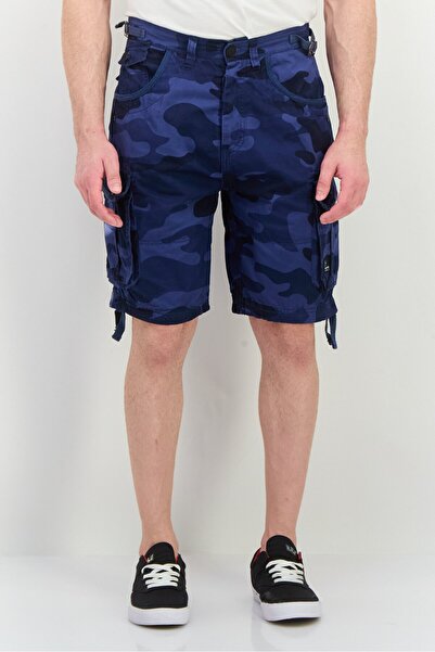 Crosshatch Men Camouflage Cargo Shorts, Blue Camo