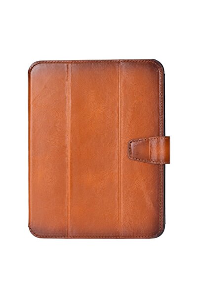 PLM Apple iPad mini (A17 Pro) Uyumlu 8.3 inç Deri Kılıf Gölgeli Taba