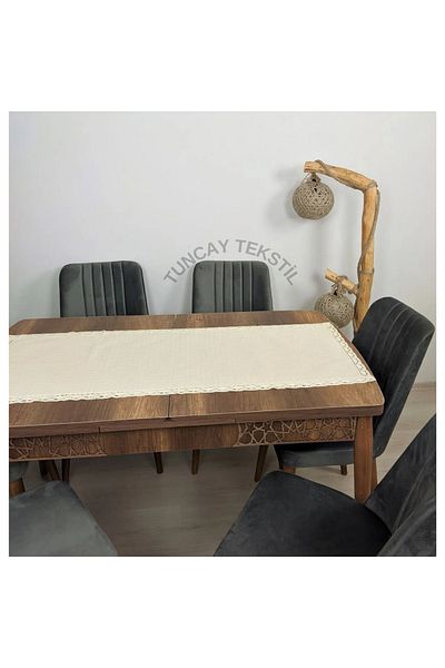 TUNCAY TEKSTİL Kopenaki Lace Runner Ranır Βαμβακερό λινό Buldan Handwork Τραπέζι ορθογώνιο κάλυμμα τραπεζιού 50x200