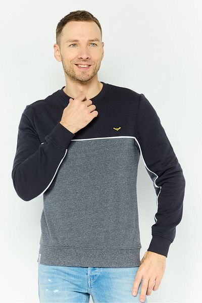 Threadbare Men Crew Neck Two Tone Long Sleeve Sweatshirt, Navy Combo