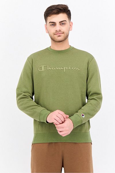 Champion Men Sportswear Fit Long Sleeves Outdoor Sweatshirt, Light Olive