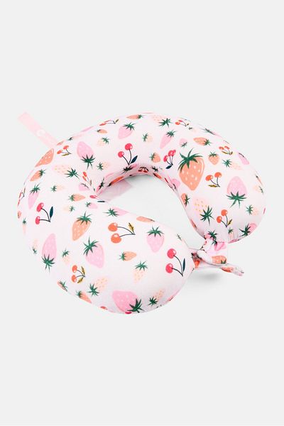 Miamica Floral Print Travel Neck Memory Foam Pillow 27 X 32 Cm, Pink Combo