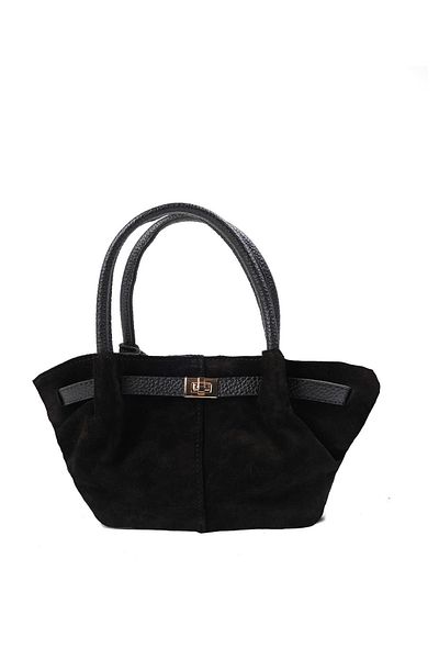 Mio Gusto Genuine Suede Black Color Mini Hand and Arm Women's Bag