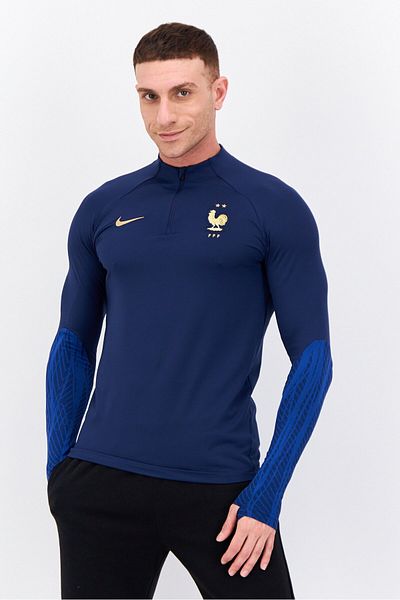 Nike Men Slim Fit Long Sleeves Football France Strike Drill Jersey, Navy