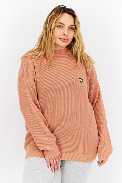 Lyle & Scott سترة نسائية بأكمام طويلة وياقة عالية وشعار العلامة التجارية، لون...