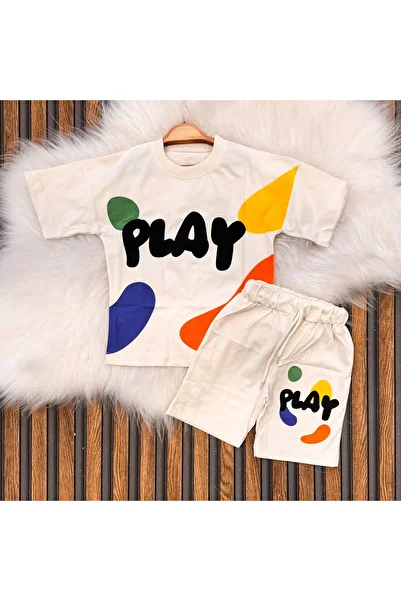 nudesse Play Children's Shorts T-Shirt Summer Double Set Printed Oversize Baby Kids Shorts T-Shirt Bottom Top Set