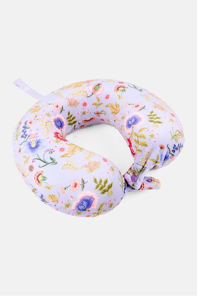 Miamica Floral Print Travel Neck Memory Foam Pillow 27 X 32 Cm, Lavender Combo