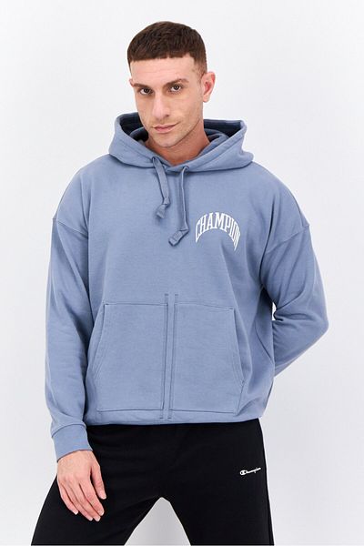 Champion Men Baggy Fit Hooded Outdoor Sweatshirts, Slate Grey