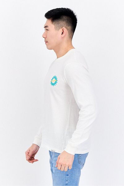 Gotcha Men Crew Neck Long Sleeve Graphic Print Sweatshirt, White