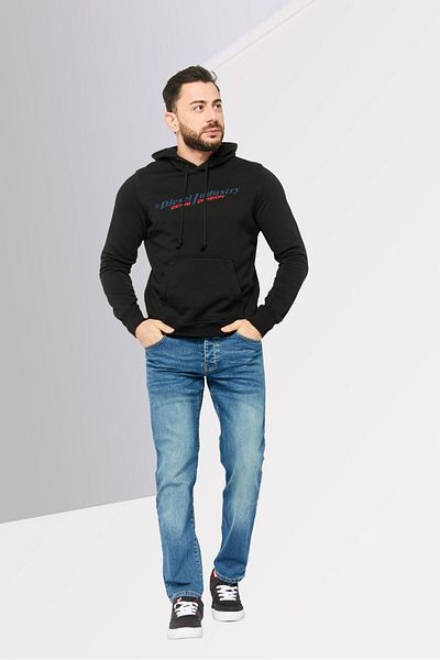 Diesel Men Hooded Long Sleeve Brand Logo Sweatshirt, Black