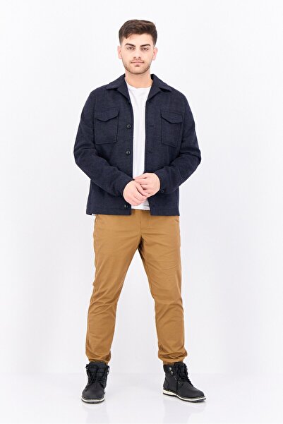 Threadbare Men Solid Long Sleeve Jacket Shirt, Navy Blue