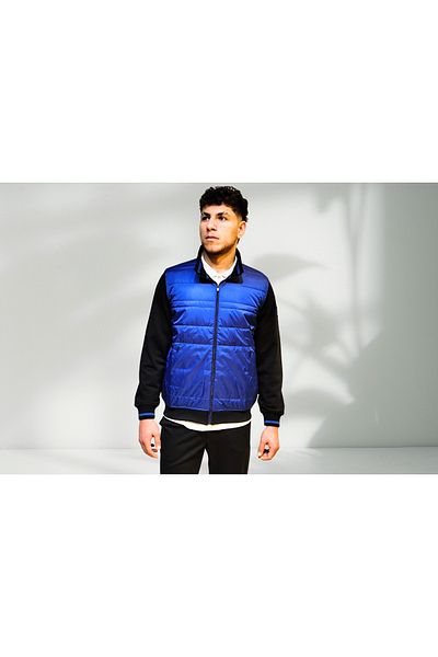 Campione Men's Black-Sax Quilted Right Neck Casual Sweat Jacket 257919204