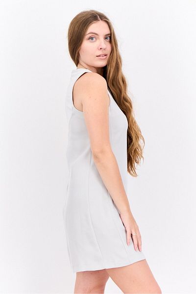 Lyle & Scott Women Embroidered Logo Sleeveless Playsuit, Light Grey