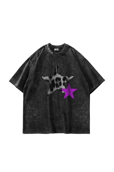 Sekizbiraltı Y2k Leopar Starz V2 - Unisex Oversize Μαύρο T-Shirt