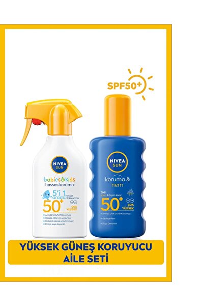 NIVEA Sun Çocuklar için Hassas Güneş Sprey SPF50 270ml ve Yüksek Güneş Koruyu...