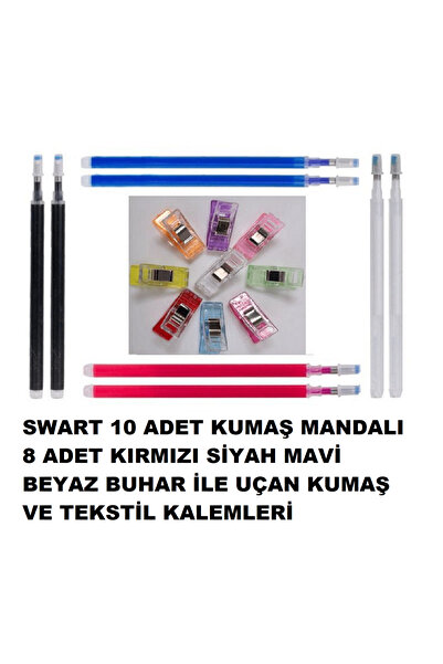 Swart SİNGER ZETİNA 10 ADET KUMAŞ MANDALI 8 ADET ISI VE BUHARLA UÇAN KALEM Bİ...