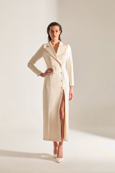 BETTY & SAM Roman Satin Ecru Jacket Dress