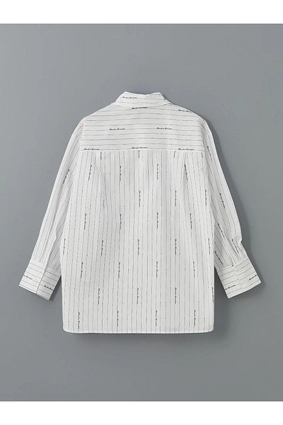 LC Waikiki Γυναικείο πουκάμισο Tunik Modest Ecru Oversize Poplin