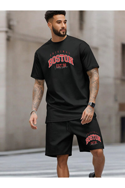 DEEPSENCE Men's Black 2-Piece Shorts and T-Shirt Set - Boston