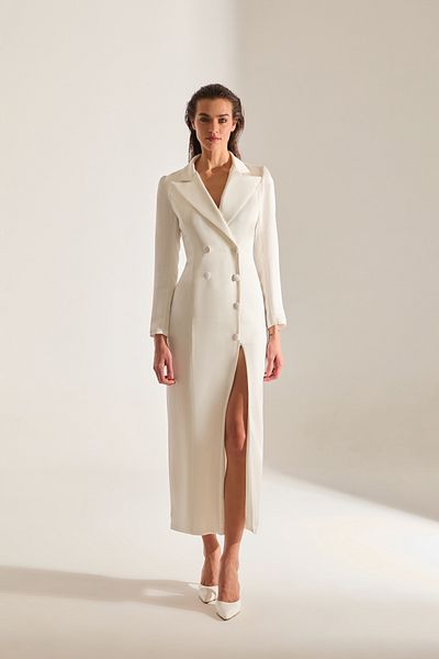 BETTY & SAM Rome Satin White Jacket Dress