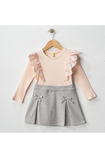 DFN Rochie cu fustă cu cusături cu dantelă