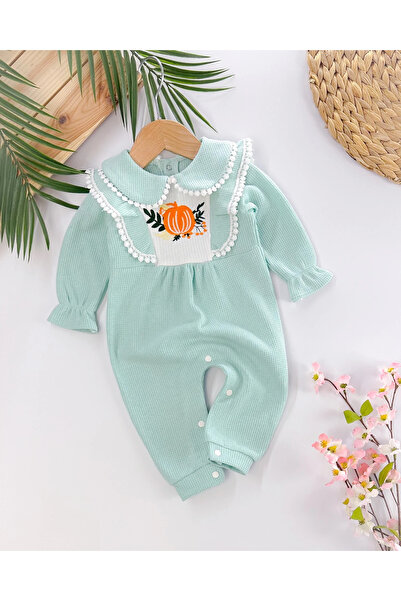 Genel Markalar Bal kabağı nakışlı fisto yaka detaylı arkadan ve alttan çıtçıt...