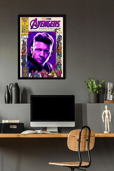 Saturn Pictură înrămată Hawkeye - Poster de copertă de benzi desenate Marvel Avengers