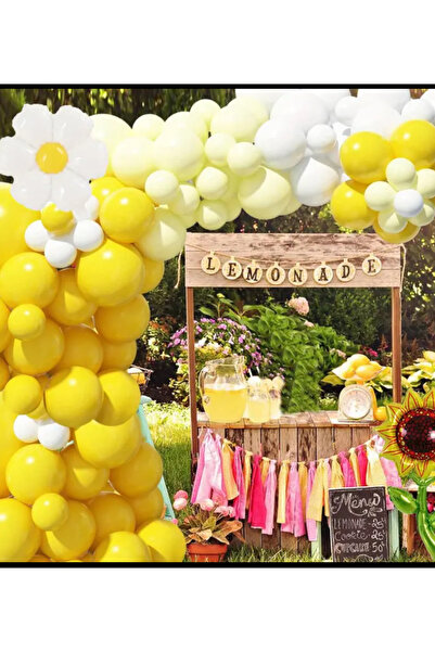 Çemrek Süs Parti Sarı Beyaz Balon Zinciri Seti 101 li