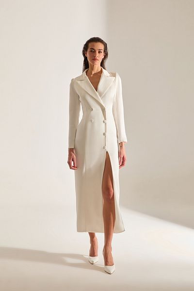 BETTY & SAM Rome Satin White Jacket Dress