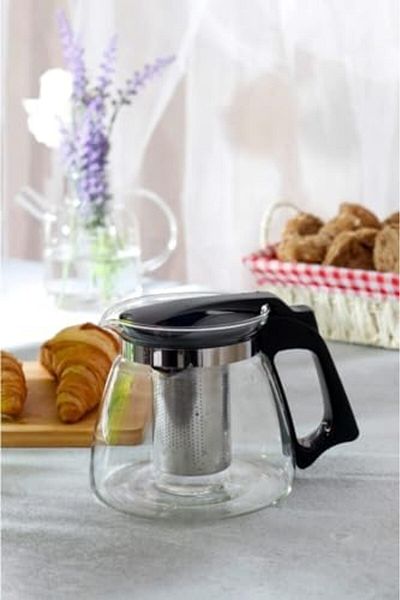 STOREMAX Heat Resistant Borosilicate Glass Teapot, Self Draining, Stylish Design (1100 ml) Star