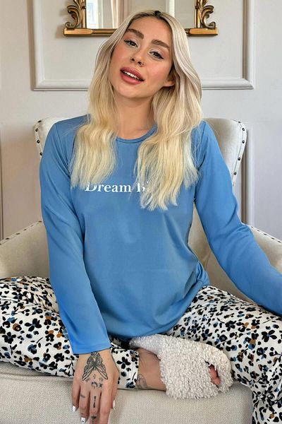 Pijamaevi Dream Big Patterned Bamboo Long Sleeve Women's Pajamas Set