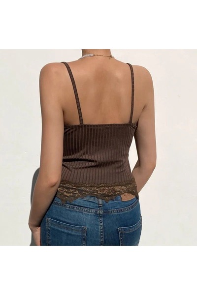 DarkellaStore Dantelli Askılı Beyaz Crop T-Shirt