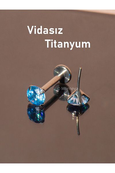 MORNEVA Titanium Crystal Stone Screwless Tragus Helix - Cartilage Ear Piercing (1 Piece)