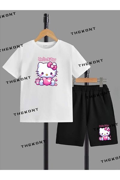 THEKONT طقم شورت مطبوع عليه Hello