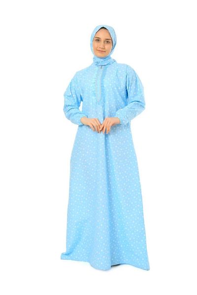 skycott Practical Zippered Star Print Prayer Dress - Elastic Sleeve, One Piece 878