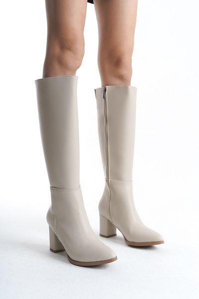 Moda Değirmeni Γυναικείες μπότες χρώματος δέρματος Bg1088-117-0001