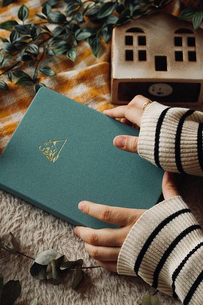 Nova Crafts Secret Mountain Garden Water Green Linen (Canvas) Notebook