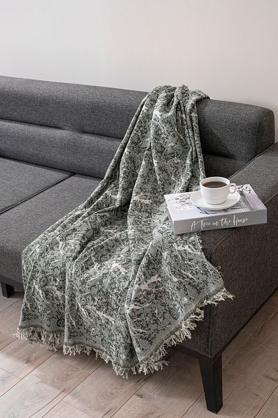 Magu Natural Cotton Green Woven Sofa Cover