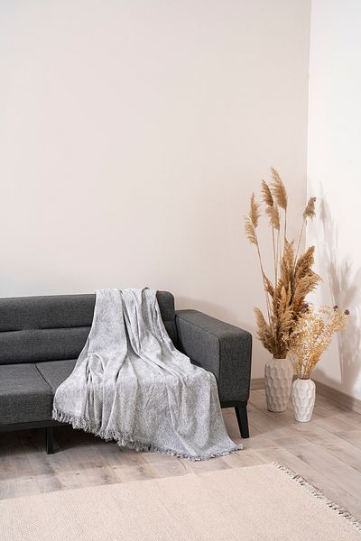 Magu Natural Cotton Gray Woven Sofa Cover