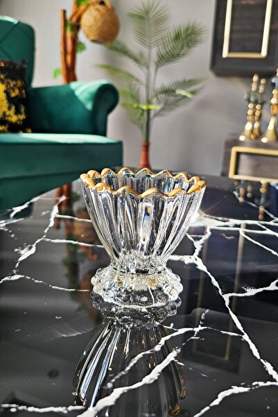 Gülümseten Avm 6 lı Gold Cam Kristal Dondurmalık | Kahvaltılık Sunumluk Kase ...