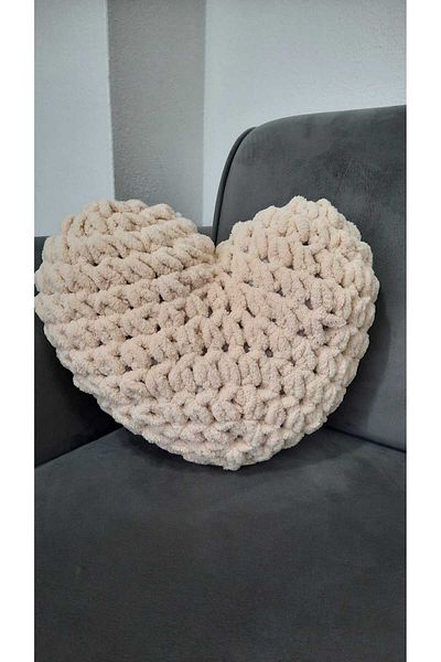 Alize Puffy Heart Pillow Beige Color Valentine's Day Gift Decorative Gift